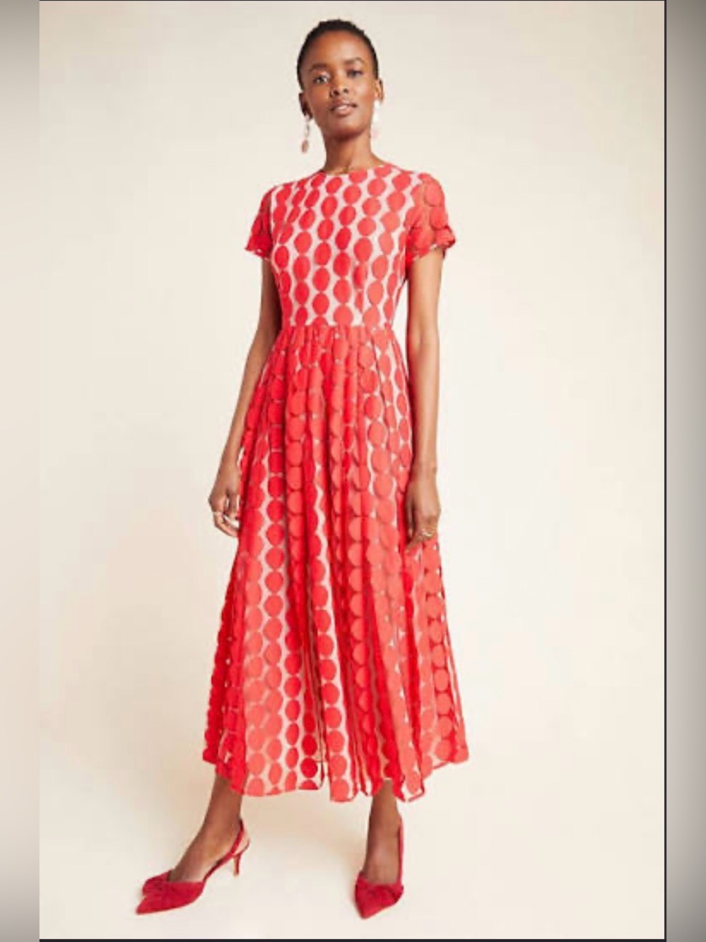 Waverly Grey Remi Red Dot Lace Midi Dress